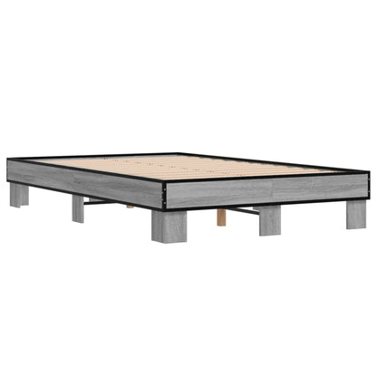 Bed Frame Grey Sonoma 140x200 cm Engineered Wood and Metal