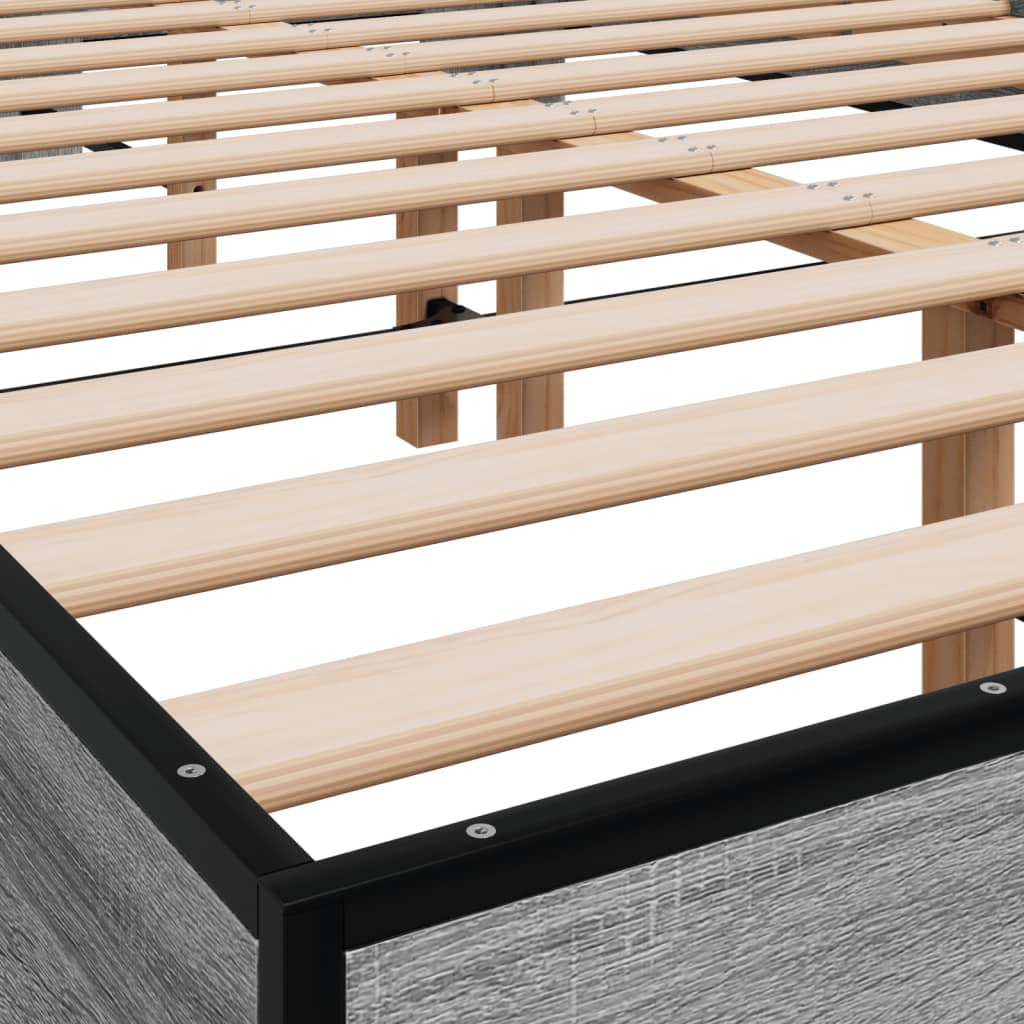 Bed Frame Grey Sonoma 140x200 cm Engineered Wood and Metal