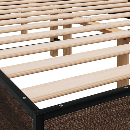 Bed Frame Brown Oak 140x200 cm Engineered Wood and Metal