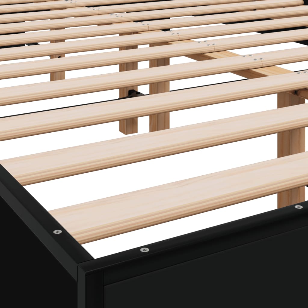 Bed Frame Black 120x200 cm Engineered Wood and Metal