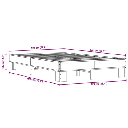 Bed Frame Sonoma Oak 120x200 cm Engineered Wood and Metal