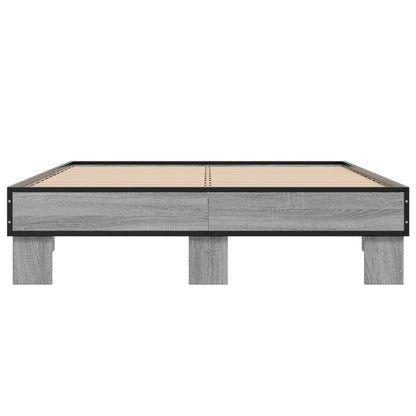 Bed Frame Grey Sonoma 120x200 cm Engineered Wood and Metal