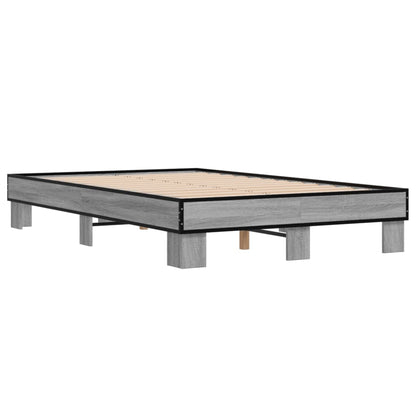 Bed Frame Grey Sonoma 120x200 cm Engineered Wood and Metal