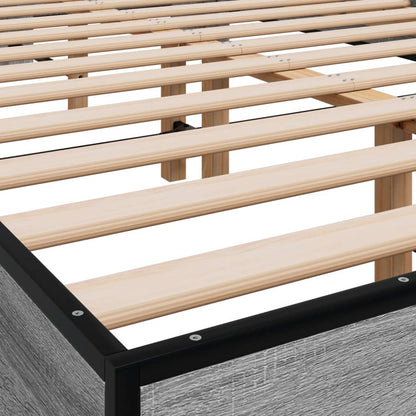 Bed Frame Grey Sonoma 120x200 cm Engineered Wood and Metal