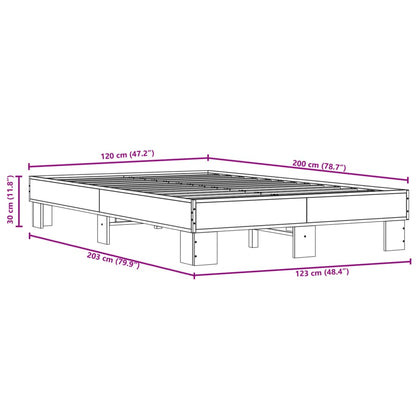 Bed Frame Grey Sonoma 120x200 cm Engineered Wood and Metal