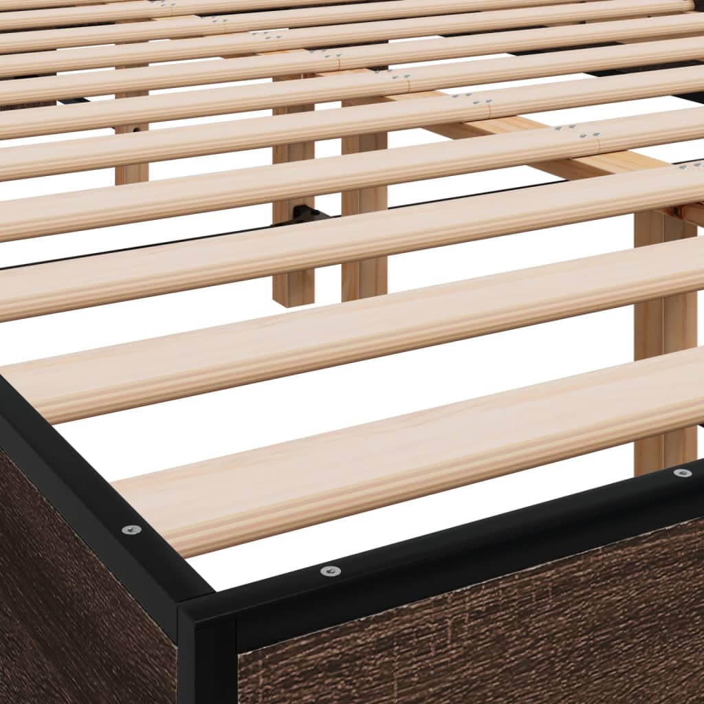 Bed Frame Brown Oak 120x200 cm Engineered Wood and Metal