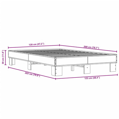 Bed Frame Brown Oak 120x200 cm Engineered Wood and Metal