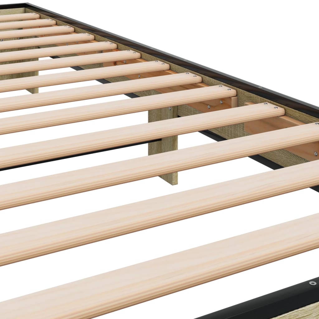 Bed Frame Sonoma Oak 100x200 cm Engineered Wood and Metal