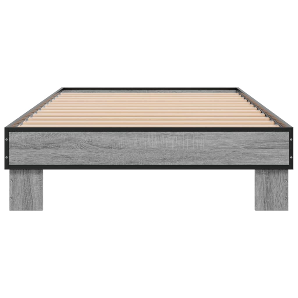 Bed Frame Grey Sonoma 100x200 cm Engineered Wood and Metal