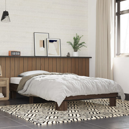 Bed Frame Brown Oak 100x200 cm Engineered Wood and Metal