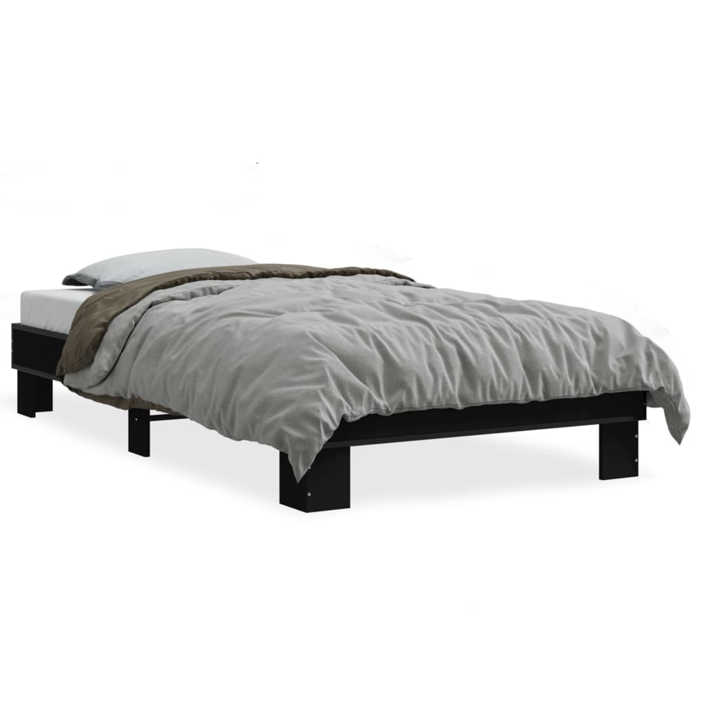 Bed Frame Black 90x200 cm Engineered Wood and Metal