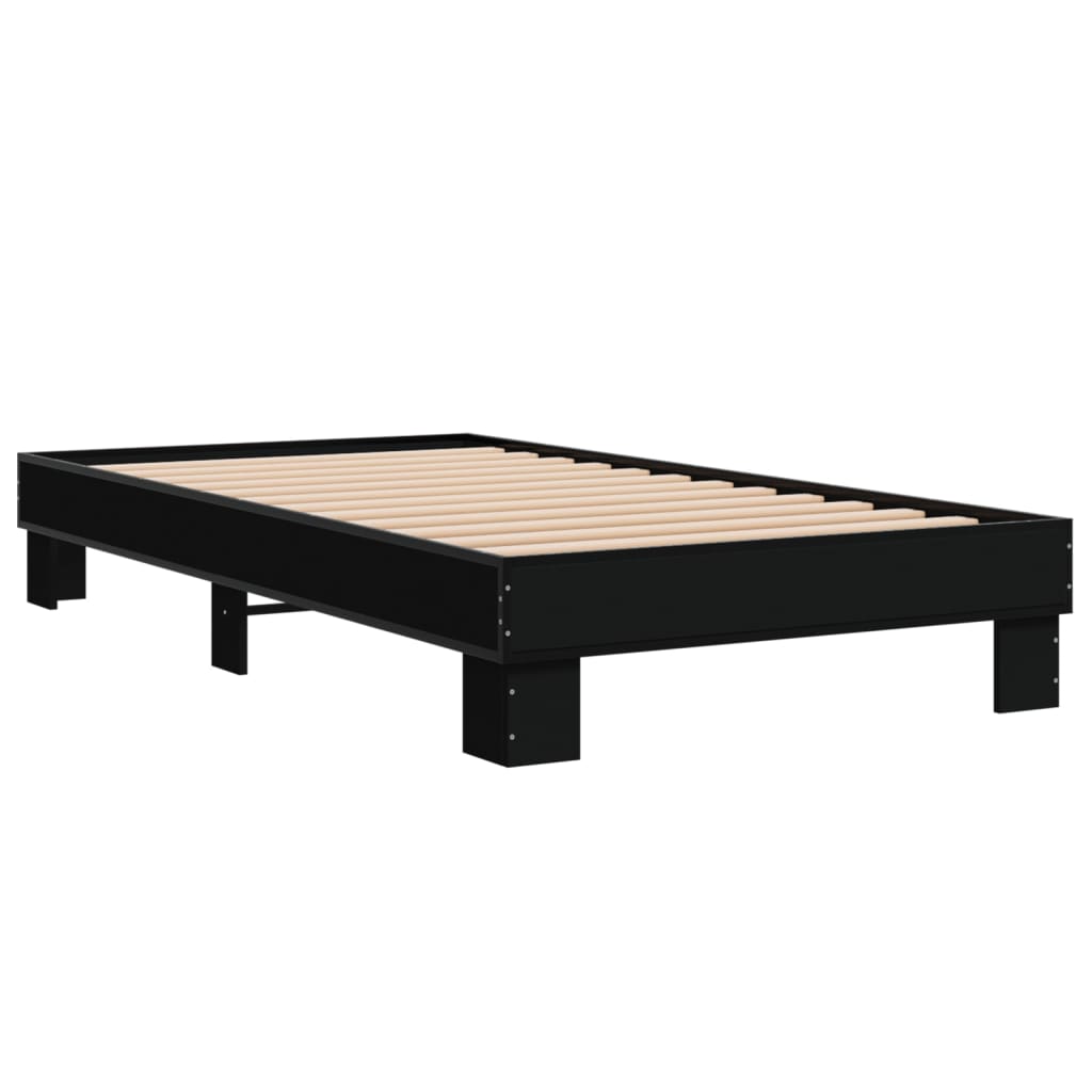 Bed Frame Black 90x200 cm Engineered Wood and Metal