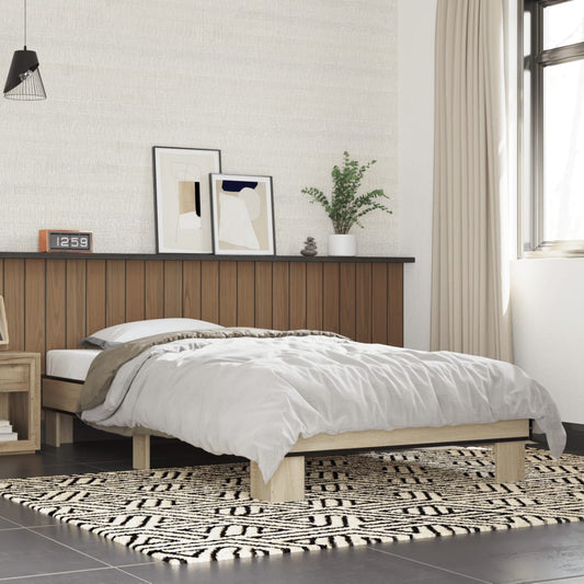 Bed Frame Sonoma Oak 90x200 cm Engineered Wood and Metal