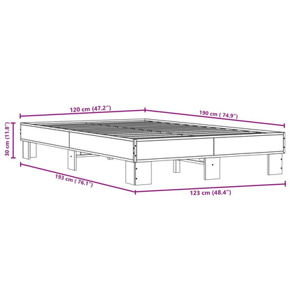 Bed Frame Sonoma Oak 120x190 cm Small Double Engineered Wood and Metal