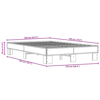 Bed Frame Smoked Oak 120x190 cm Small Double Engineered Wood and Metal