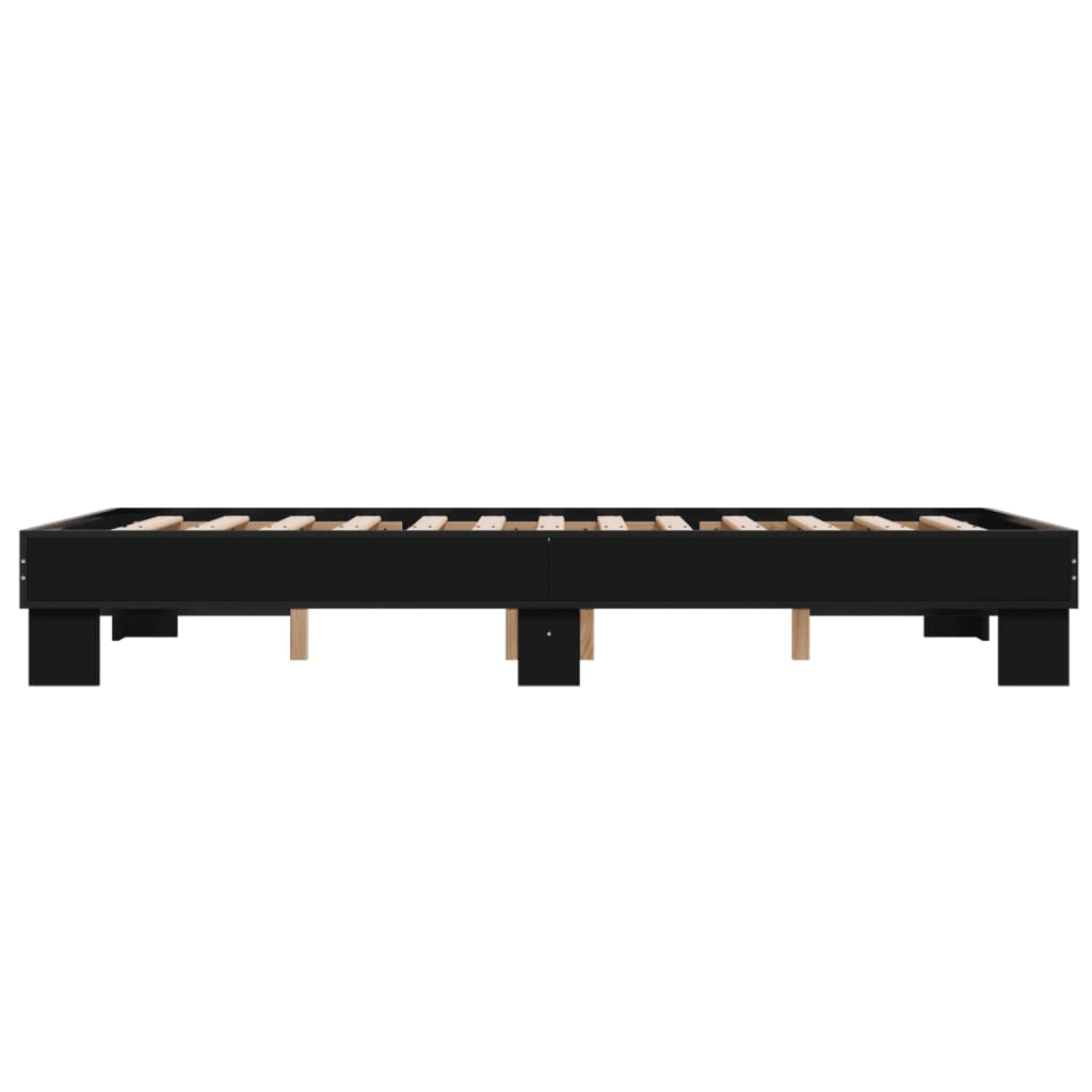 Bed Frame Black 135x190 cm Double Engineered Wood and Metal