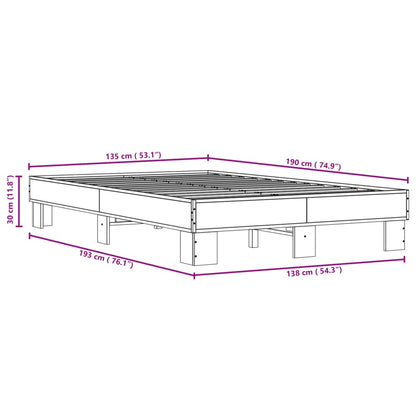 Bed Frame Black 135x190 cm Double Engineered Wood and Metal