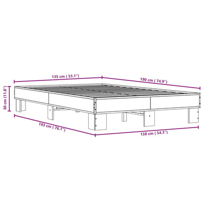 Bed Frame Sonoma Oak 135x190 cm Double Engineered Wood and Metal