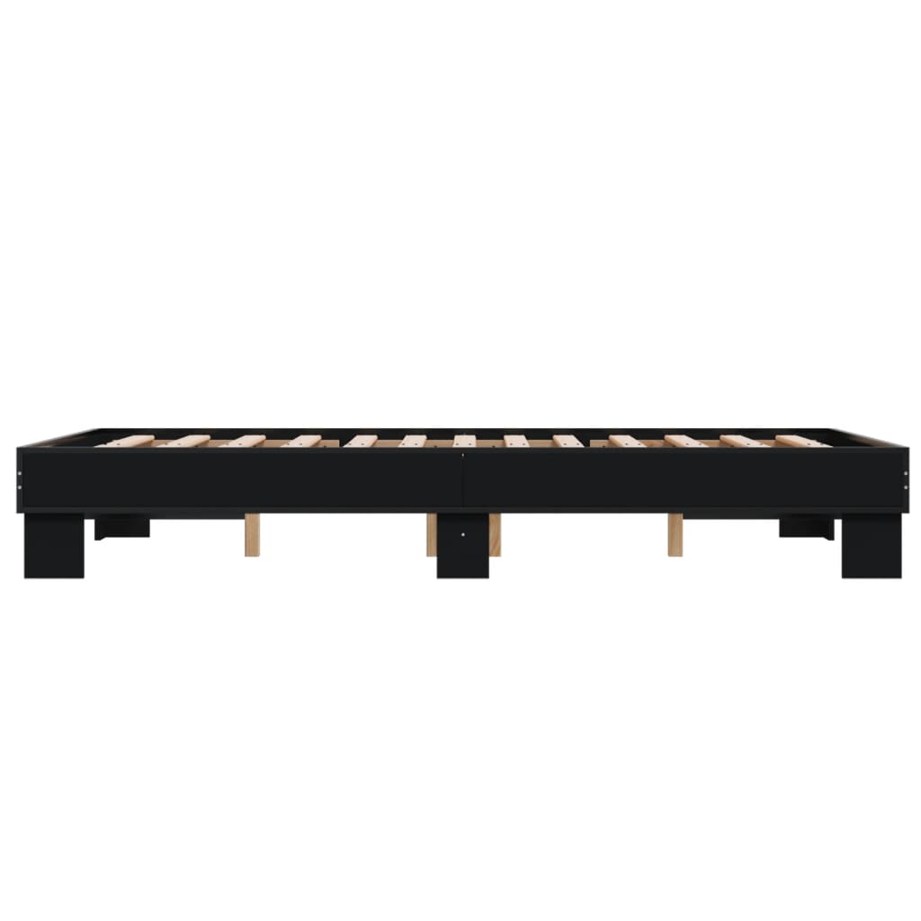 Bed Frame Black 140x190 cm Engineered Wood and Metal