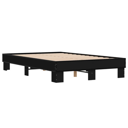 Bed Frame Black 140x190 cm Engineered Wood and Metal