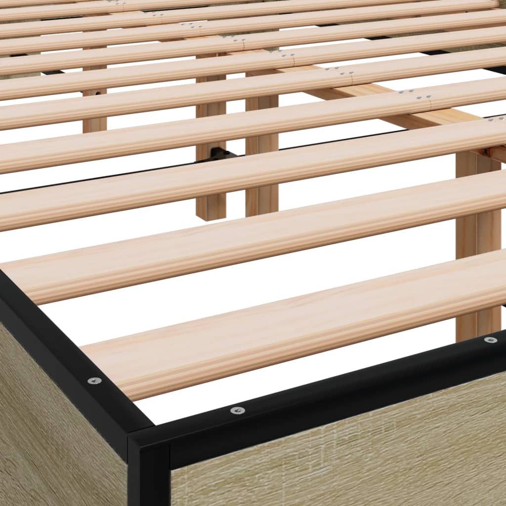 Bed Frame without Mattress Sonoma Oak 140x190 cm