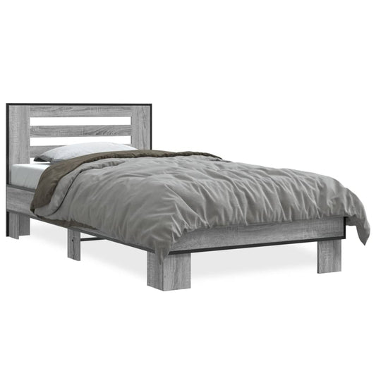 Bed Frame without Mattress Grey Sonoma 90x190 cm Single