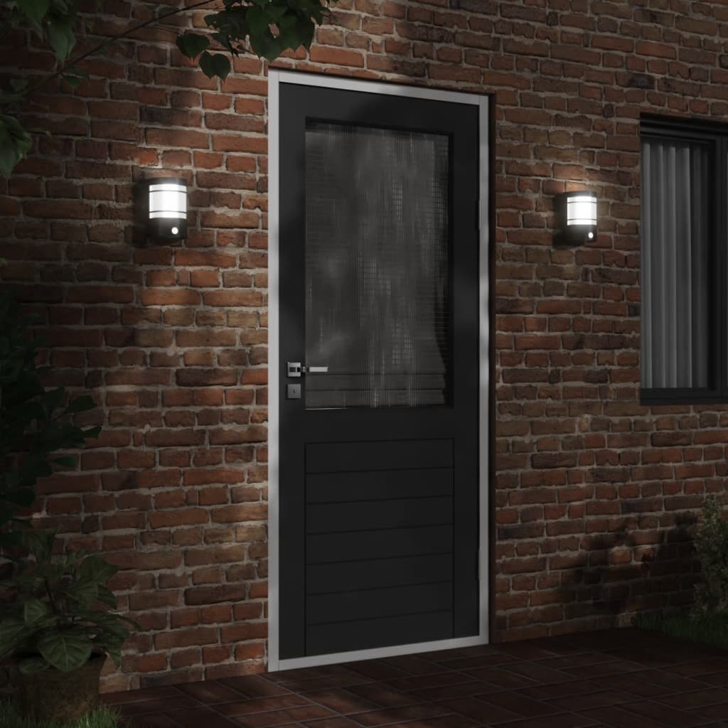 Outdoor Wall Lights with Sensors 2pcs Black Stainless Steel