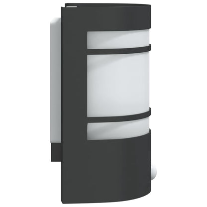 Outdoor Wall Lights with Sensors 2pcs Black Stainless Steel