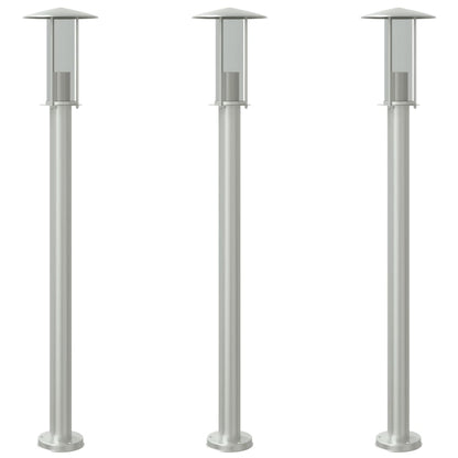 Outdoor Floor Lamps 3pcs Silver 100 cm Stainless Steel