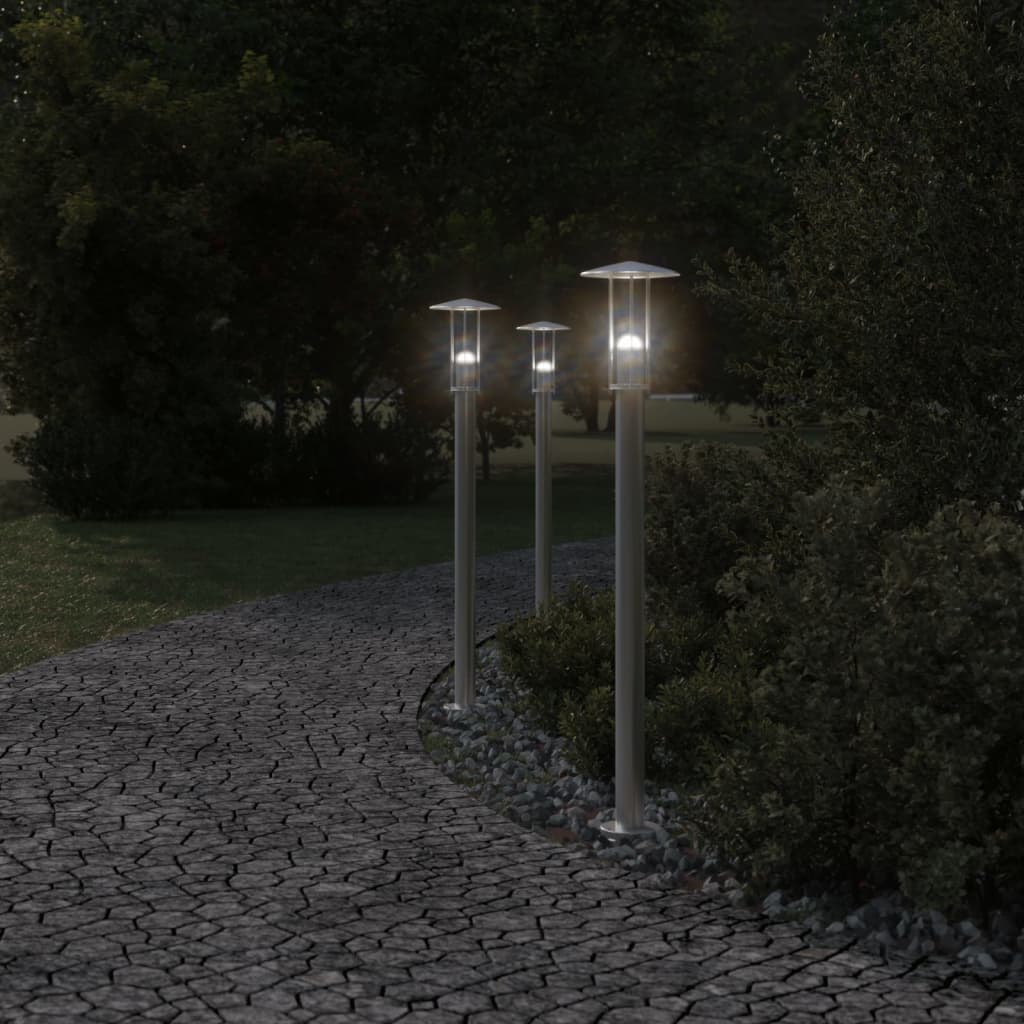 Outdoor Floor Lamps 3pcs Silver 100 cm Stainless Steel