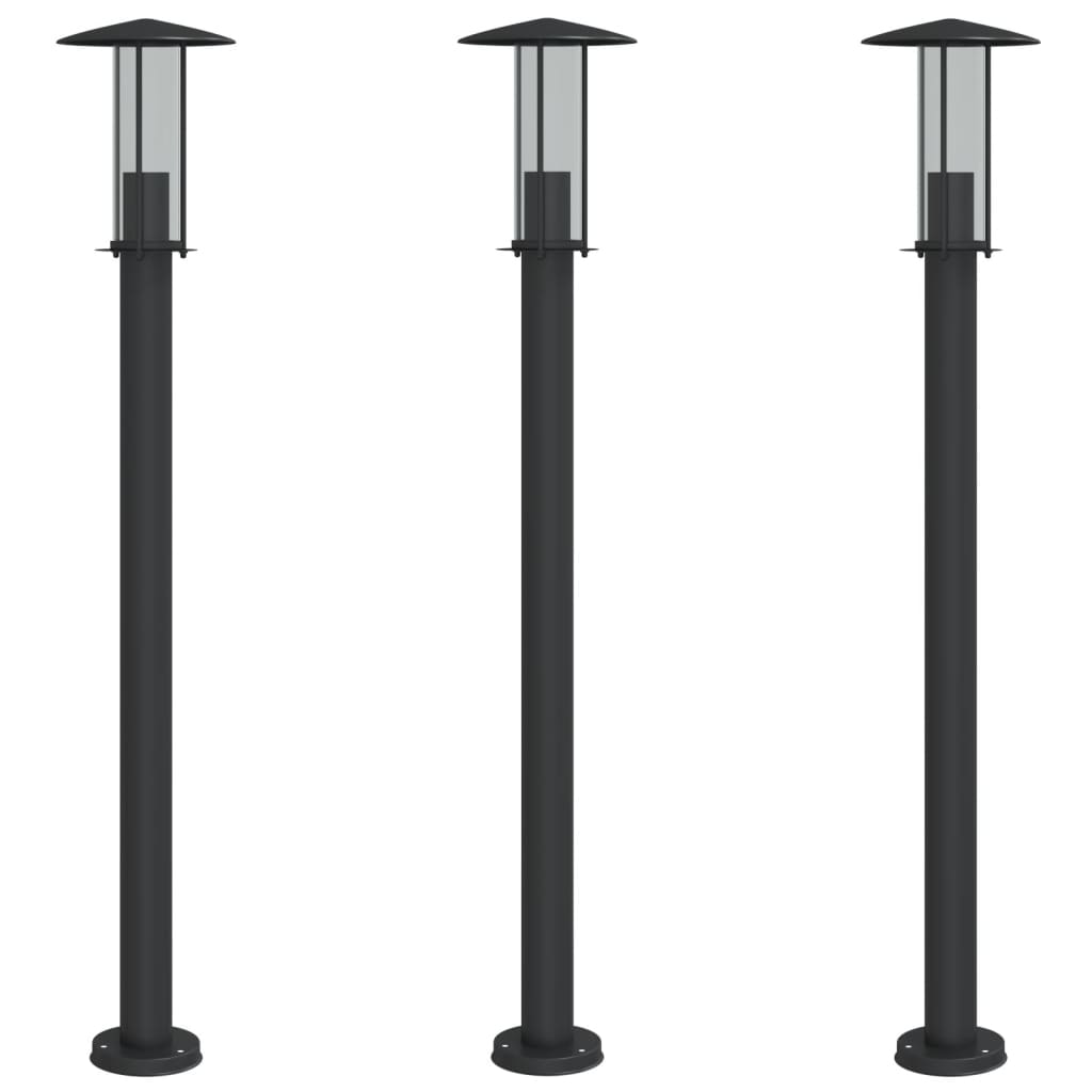 Outdoor Floor Lamps 3pcs Black 100 cm Stainless Steel