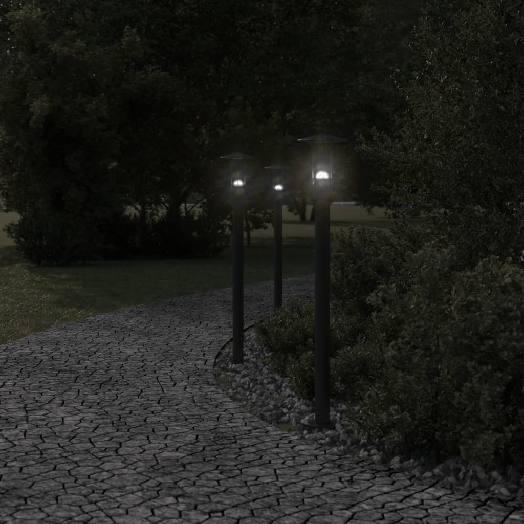 Outdoor Floor Lamps 3pcs Black 100 cm Stainless Steel