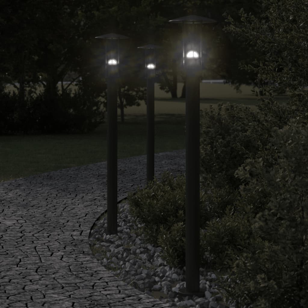 Outdoor Floor Lamps 3pcs Black 100 cm Stainless Steel