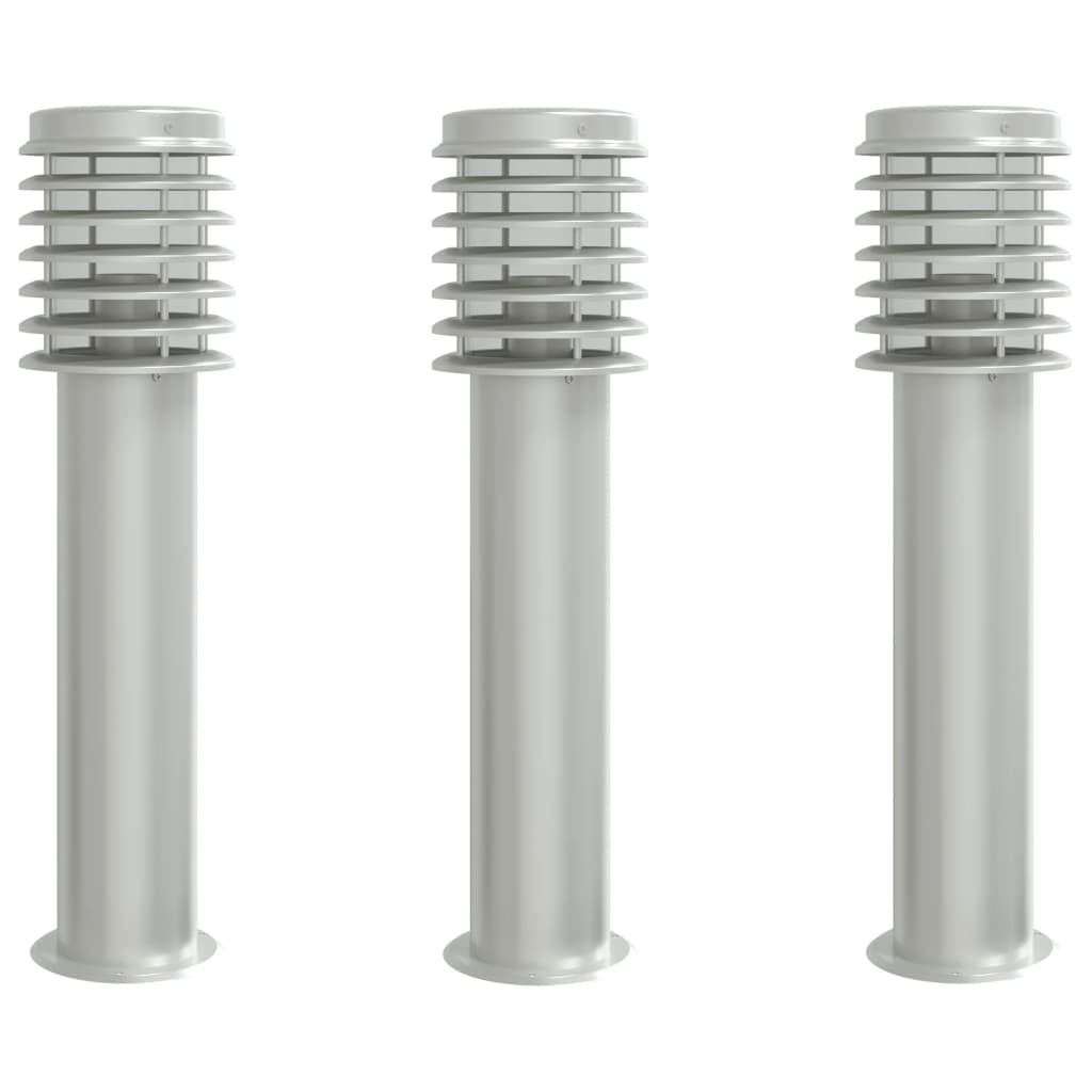 Outdoor Floor Lamps 3pcs Silver 60 cm Stainless Steel