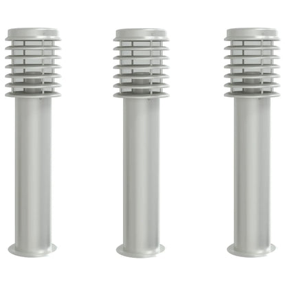 Outdoor Floor Lamps 3pcs Silver 60 cm Stainless Steel