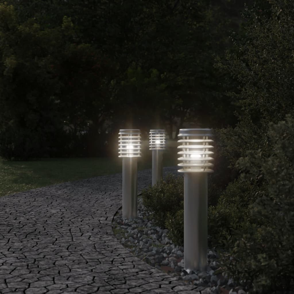 Outdoor Floor Lamps 3pcs Silver 60 cm Stainless Steel