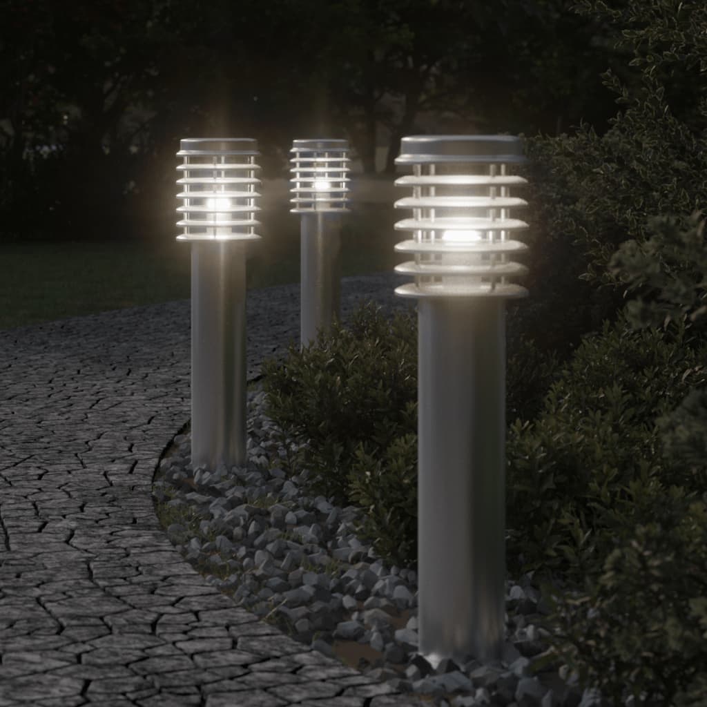 Outdoor Floor Lamps 3pcs Silver 60 cm Stainless Steel