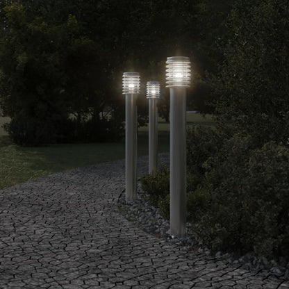 Outdoor Floor Lamps 3pcs Silver 110cm Stainless Steel