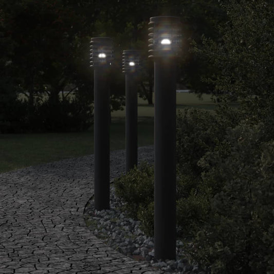 Outdoor Floor Lamps 3pcs Black 110cm Stainless Steel