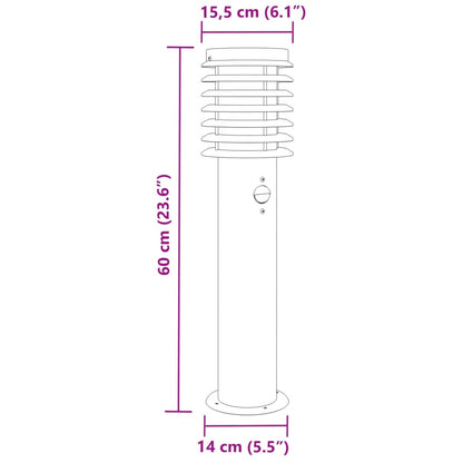 Outdoor Floor Lamp with Sensor Silver 60 cm Stainless Steel