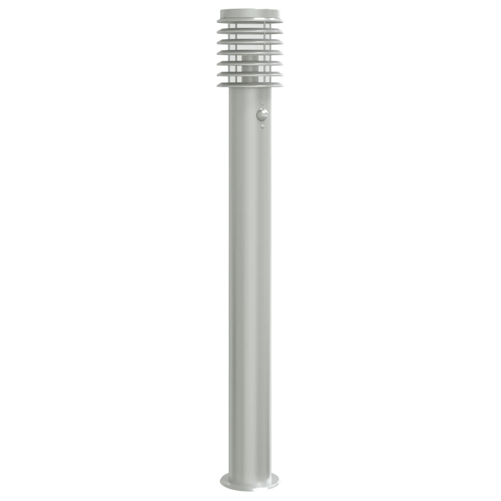 Outdoor Floor Lamp with Sensor Silver 110cm Stainless Steel