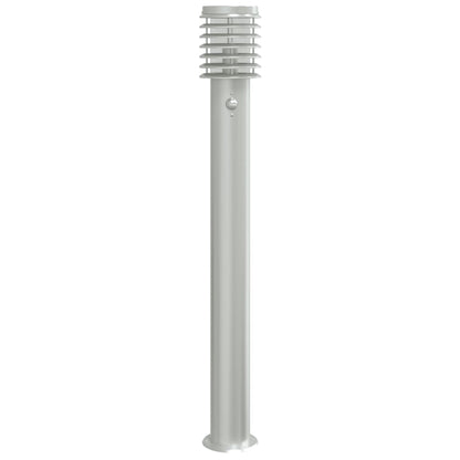 Outdoor Floor Lamp with Sensor Silver 110cm Stainless Steel