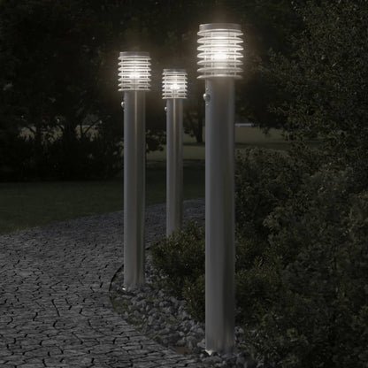 Outdoor Floor Lamp with Sensor Silver 110cm Stainless Steel