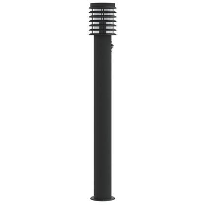 Outdoor Floor Lamps with Sensors 3pcs Black 110cm Stainless Steel