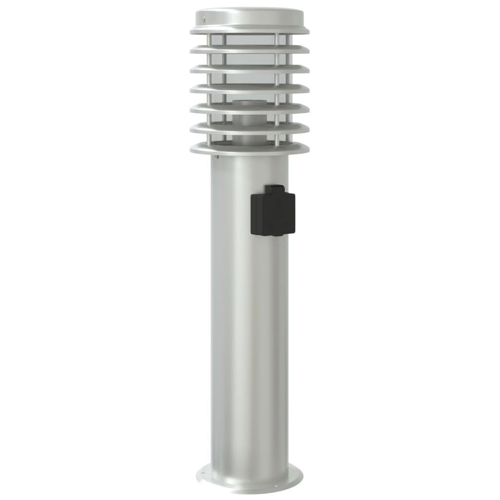 Outdoor Floor Lamps with Outlet 3pcs Silver 60 cm Stainless Steel