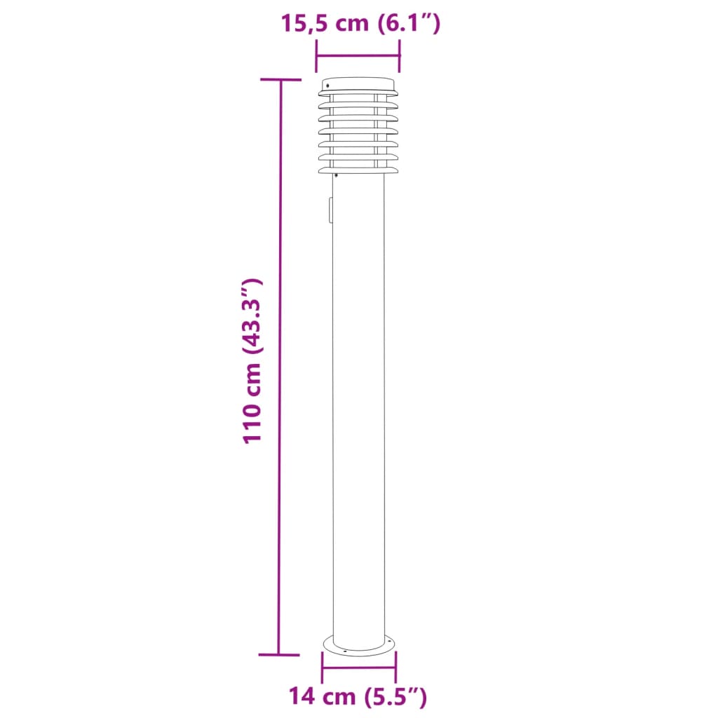 Outdoor Floor Lamps with Outlet 3pcs Black 110cm Stainless Steel