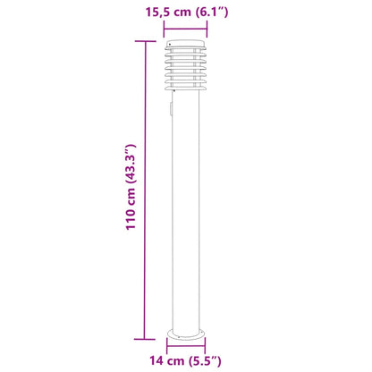 Outdoor Floor Lamps with Outlet 3pcs Black 110cm Stainless Steel