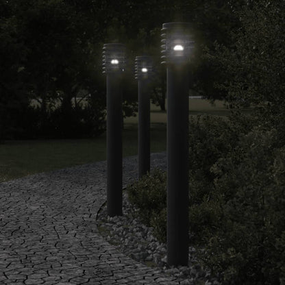 Outdoor Floor Lamps with Outlet 3pcs Black 110cm Stainless Steel