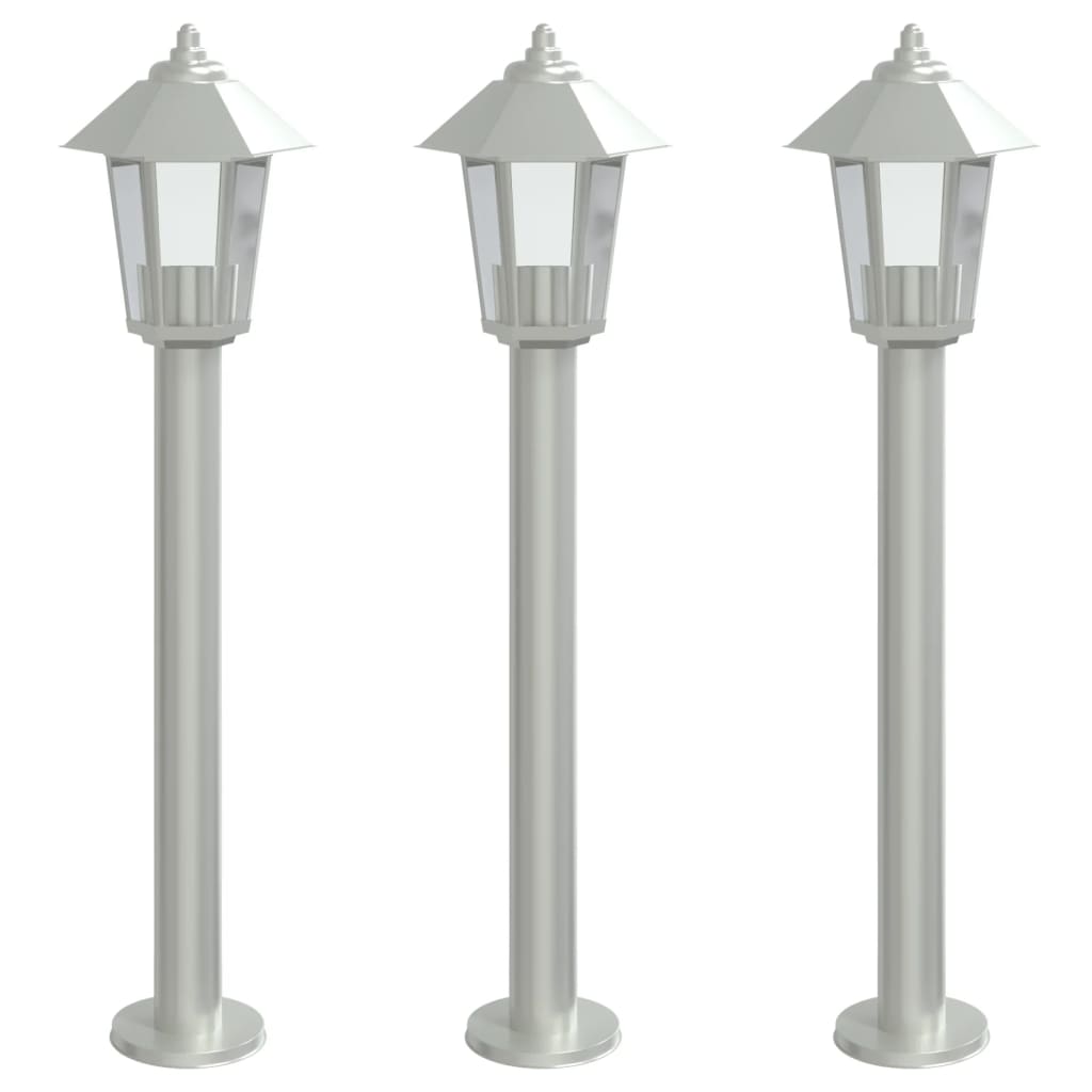 Outdoor Floor Lamps 3pcs Silver 80 cm Stainless Steel