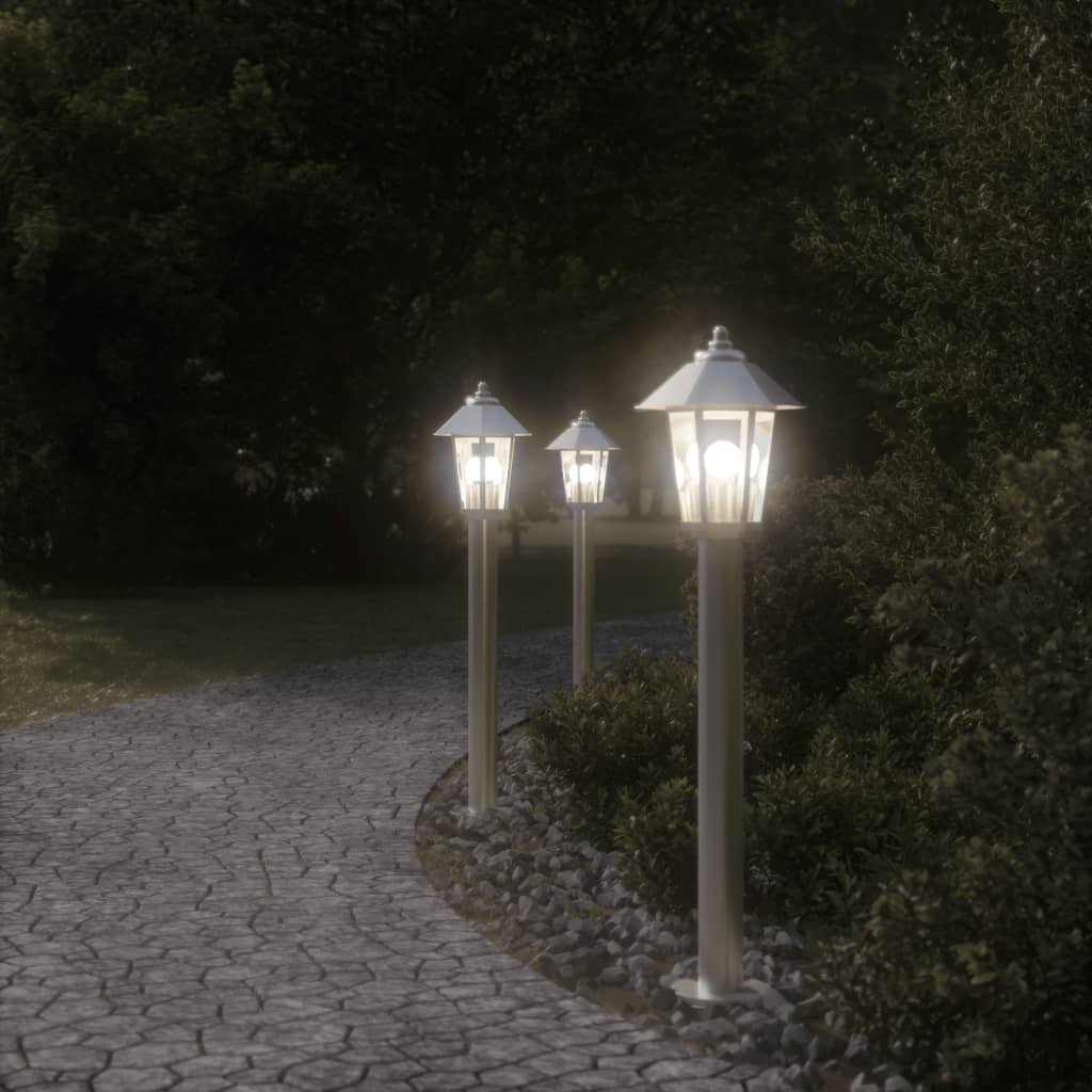 Outdoor Floor Lamps 3pcs Silver 80 cm Stainless Steel